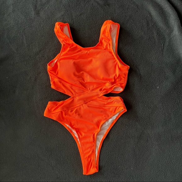 Cross cut out monokini one piece orange - Picture 5 of 5